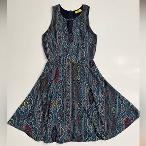 dee elle Blue Sleeveless Fit and Flare Keyhole Dress XS